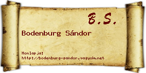 Bodenburg Sándor névjegykártya